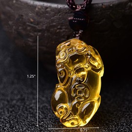Betterdecor Feng Shui Handmade Citrine Yellow Crystal Pi Yao/pi Xiu Pendant Amulet