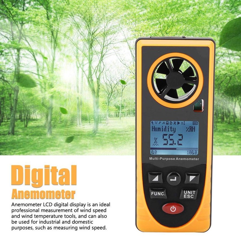 GM8910 Anemometer, Multifunctional LCD Display Digital Anemometer, Air Anemometer, Wind