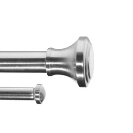 eTeckram 1" Double Curtain Rod with Trumpet Finials (Sand Nickel, 48''-84'')