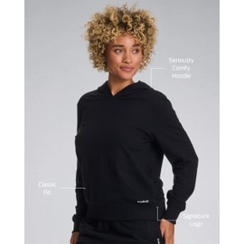 bebe French Terry Hoodies for Women, Loungewear Sweatshirts for Women, Comfy and Cute Hoodies, Black Hoodie (Black, X-Large)