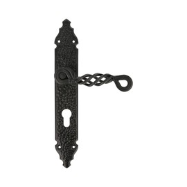 Amig - Door Handle | Zamak Steel Plate | Electric Door Latch | Antique Design | Robust & Durable | Suitable for Mortise Lock Backset 30 mm | Vintage Hinges Black Model PB72, Model Pb72