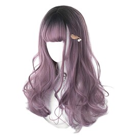 Lolita Wig, Harajuku Style, GAL Type, Heat Resistant Wig, Cosplay, Semi-Long, Gothic Lolita, Lolita Style (Black, Purple, Gradation), Curly Hair, Mori Girl, Cute Princess, Small Face, Women's,