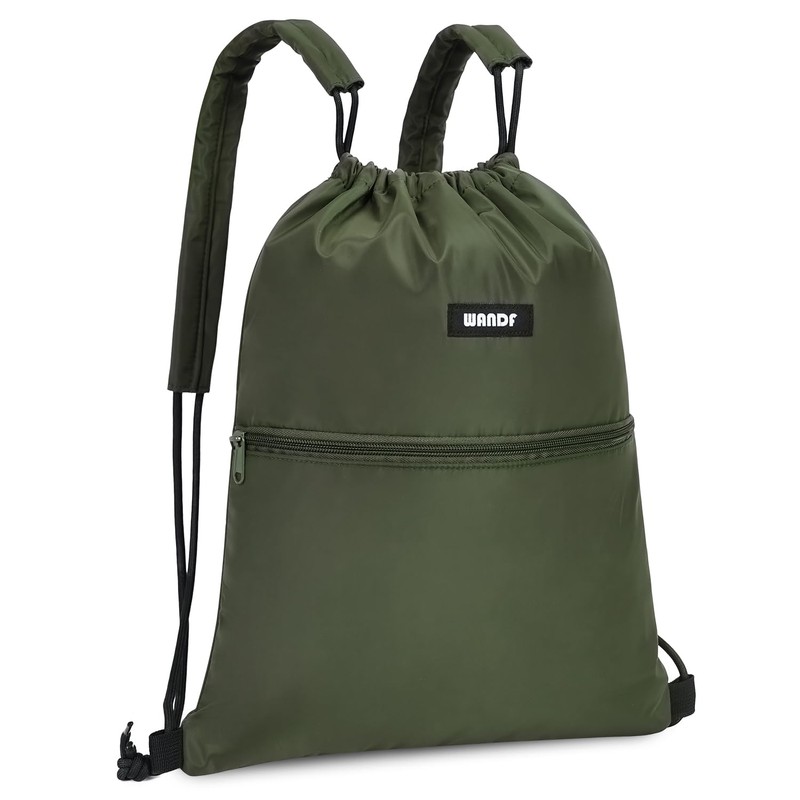 WANDF Drawstring Backpack with Shoulder Pads Sports Gym Bag Water