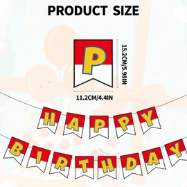 Cartoon Animation Birthday Banner, Cartoon Red and White Birthday Banner Creative Theme Party Hanging Bunting Decoration for Kids Adults Party Supplies Decor