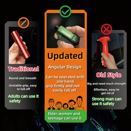 Window Breaker and Seatbelt Cutter Keychain,2 in 1 Car Safety Hammer Glass Break Under Water,Emergency Window Punch Escape Tool for Vehicle (2, greenred)