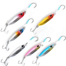 Spotlip Metal Jig Set Short Style Boat 6pcs 10g/15g/20g/25g/30g Sea Fishing Lure Set (20g)