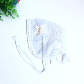 EROSPA® Cute Baby Hat for Girls Lace Bonnet Flower Lace Sun Princess White