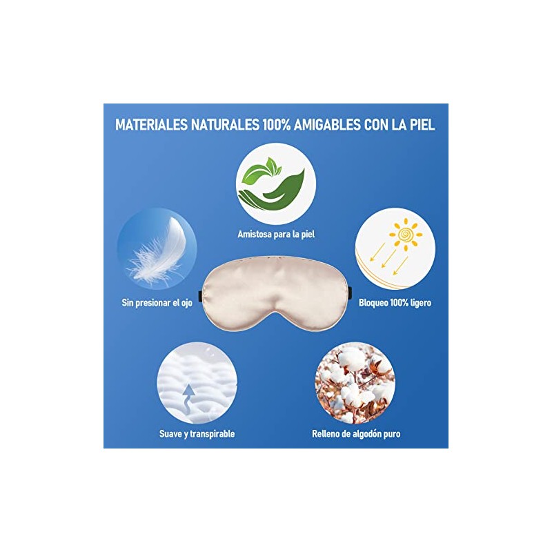Antifaz para Dormir de 3 Piezas, Mascarilla de Seda para