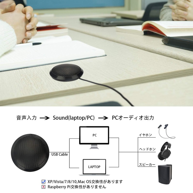 PC Microphone, USB Microphone, Tabletop Microphone, Computer Microphone, iGOKU 360°