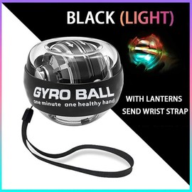 Portable Gyro Power Ball, Wrist Power Gyro Ball, Hand Forearm Strengthener, Wrist Trainer, Muscle Training Powerball, Wrist Exercise Equipment, Portable Hand Strengthener - Color: Black with light, Specification: one-size