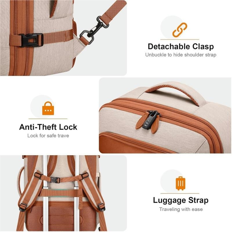 Bagsure 42L Travel Backpack, Hidden Straps, 3 Packing Cubes, Laptop
