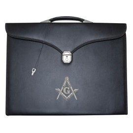 Masonic Apron & Chain Collar Case Leather (Hand Embroidery) MM, Provincial Size – Freemason Carrying Bags (Master Mason)