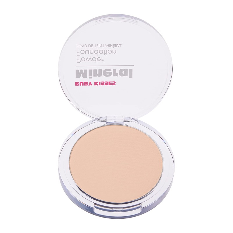Ruby Kisses Mineral Pressed Powder Foundation, Medium to Full Coverage