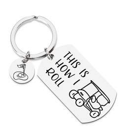 Golf Cart Keychain for Golfer Gift for Men Golf Accessories Keychain for Uncle Dad Funny Gifts for Fathers Day Birthday for Men This Is How I Roll golf cart key chain for son husband