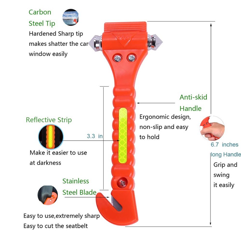 2 PCS Go DeCho Car Safety Hammer Emergency Escape Tool