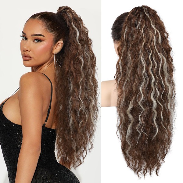 Brikabia Ponytail Extension 30" Long Claw Clip Ponytail Extensions Curly