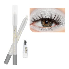 SAUBZEAN Silvery Eyeshadow Stick Makeup, Highlighter Cream Brightener Eye Shadow Pencil, Waterpoof Long Lasting Shimmer Eyeliner, Glitter Primer Palette Crayon