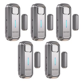 Daytech Refrigerator & Freezer Door Alarm - Adjustable 1-4 Minute Delay, 0-120dB Adjustable Siren, Door/Window Sensor for Home or Business (5 Pack, Gray)