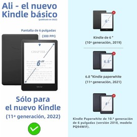 PUBAMALL Funda Compatible para 6 Pulgadas Kindle All-New (11ª Generación - Lanzamiento 2024/2022), con la función Auto Sleep Wake (Azul)