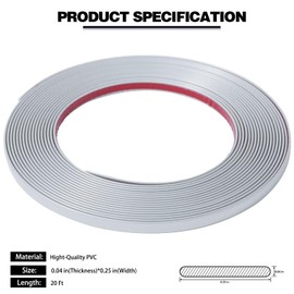 JSIWOTH Black Peel and Stick Wall Trim, 20ft x 0.25in x 0.04in, Self-Adhesive, Waterproof, Flexible, Paintable (White Only), Ideal for Walls, Edges, Borders, Window Frames, Backsplash Tiles