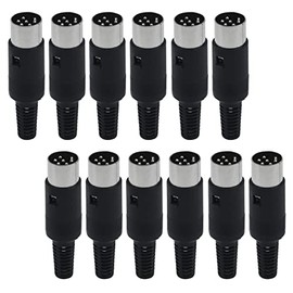 Antrader DIN 6-Pin Male Plug Connector Solder Cable Adapter Keyboard Mouse Plug with Plastic Handle 12pcs