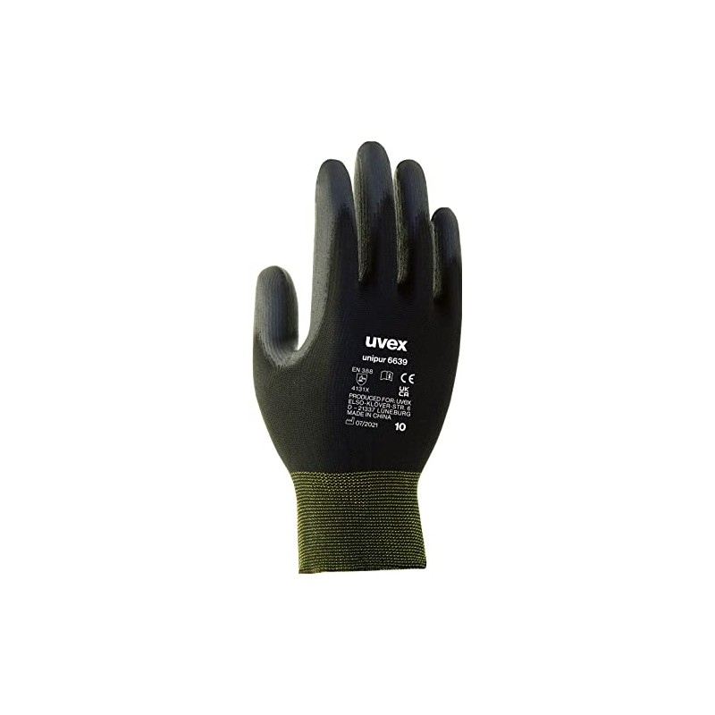 Uvex 60248 10 Unipur 6639 Safety Glove, Size: 10, Black