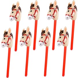 8PCS Inflatable Stick Horse - LIYDE Pony/Christmas/Western Cowboy/Horse Baby Shower Birthday Party Decorations Supplies Favours Inflatable Horse Head Costume Stick (37 Inches)