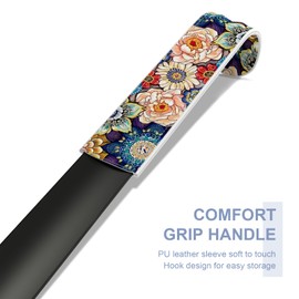 Gukeniu 16.5 Inch Long Handle Shoe Horn for Seniors Men Women Kids, Metal Shoe Horns for Boots, Retro Flower