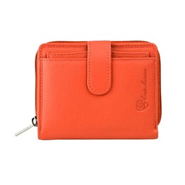 CONTE MASSIMO Women's Small Genuine Leather Wallet with Card Holder and Coin Purse, Orange 2304, Minimalist