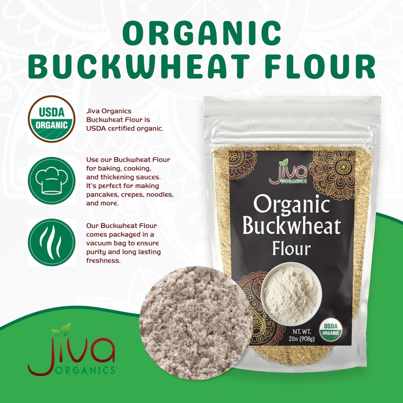 Jiva Organics Buckwheat Flour (Dark) 2 LB Bag - Vegan,