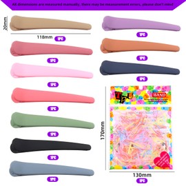 Swpeet 10Pcs 10 Colors 4.6 Inch - 11.8cm No Trace Plastic Alligator Hair Clips with 260Pcs Rubber Bands Assortment Kit, Perfect for Duck Bill Hair Clips Flat Top Single Prong Hairpins for Hair Styling DIY Accessories