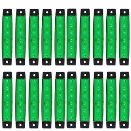 KYYET Green LED Side Marker Lights,(Pack of 20) 6 LED 2835 SMD Clearance Lamps for Truck Trailer RV Campervan Pickup Tractor Lorry SUV Boat 12V DC Shockproof