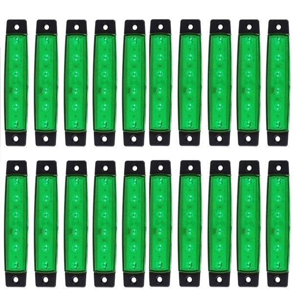 KYYET Green LED Side Marker Lights,(Pack of 20) 6 LED