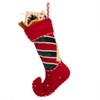 Dibor Luxury Festive Velvet Striped Elf Boot Stocking with Strong