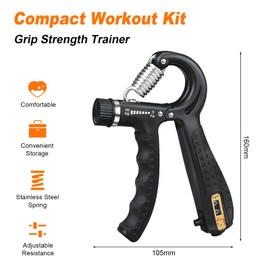 GRIFEMA GA5003 Hand Grips Strengthener, Forearm Strengthener, Hand Gripper with Counter, Adjustable Resistance 5-60kg, for Muscle Building and Injury Recovery, Black