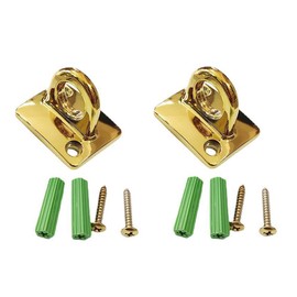 Gold, 2 Pieces Stainless Steel Pad Eye Plates, Ceiling Hooks, U Hooks Wall Mount Hardware Staple Rings, 50x40x43mm Loop Hooks for Secure Wall Ceiling Hanging