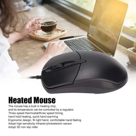 Cuifati USB Heated Mouse,3 Levels 1600DPI Wired Heating Mouse Adjustable Heating Mouse for for OS X System Desktop Laptop