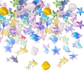 50pcs Summer Ocean Nail Charms, 3D Resin Starfish Beach Rhinestone Nail Charms Ocean Series Theme Decoration for Women Manicure Art Ornaments