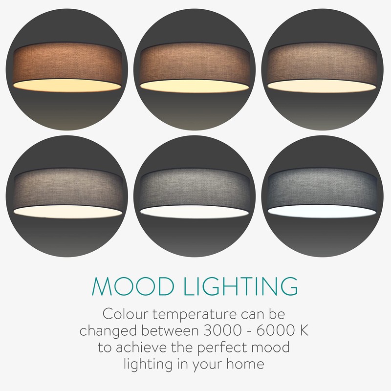 Navaris Flush Mount Ceiling Light - 15.75" Diameter Drum Lamp