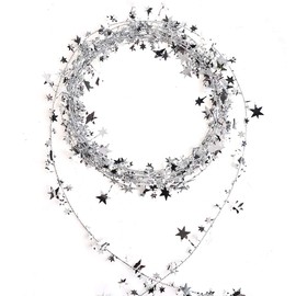 VEYLIN 2 Pack 25ft Star Shaped Tinsel Wire Garland for Christmas Trees Decoration (Silver)