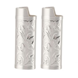 2PCS Torch Lighter Case Vintage Zinc Alloy Eye Catching Long Lifespan Portable Lighter Case Holder Silver