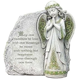 Roman Joseph's Studio, 9.75" H Irish Angel and Blessing Garden Stone, Outdoor Religious Decor