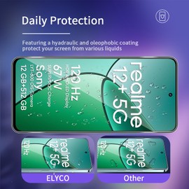 ELYCO Schutzfolie kompatibel mit Realme 12 Plus/12+ 5G/Redmi 12 4G für Panzerglas, 2 Stück Schutzglas & 2 Stück Kamera Schutzfolie, 9H Härte Anti-Kratzer Blasenfrei HD Klar Displayschutzfolie