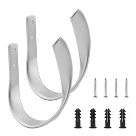 INCREWAY Curtain Holdback,2pcs Silver Solid Aluminum Alloy Spiral Curtain Bracket Hook Wall Decorative Curtain Holder (Silver)