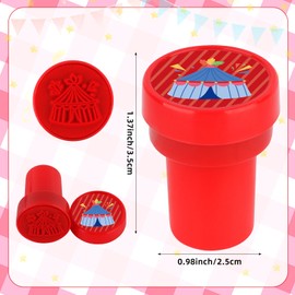 Hxezoc 24 Pieces Circus Print Stamp, Mini Carnival Stamps Colorful Self Inking Party Favors Assorted Stamp Set for Carnival Party Classroom Party Educational Learning Activities Supplies