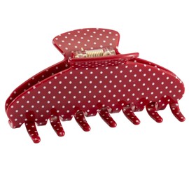 FrostyFlair Hair Clips For Women, Large Hair Clip & Hair Clip, Non-Slip Claw Clip with Red Dots, Large Hair Clips for Thin & Thick Hair, French Style Hair Accessories
