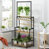 Ufine Bamboo Hanging Plant Stand 3 Tier Ladder Shelf with
