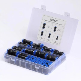 Connect 60Pcs Quick  Air Hose Fittings, Pneumatic, Push to Connect, Fittings Kit 5