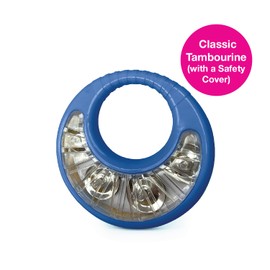 Edushape Classic Tambourine for Kids, Blue - Percussion Musical Instrument Baby Tambourine for Toddlers 1-3, Kids Tambourine Fun Tummy Time, Fine Motor, Auditory and Visual Sensory Development