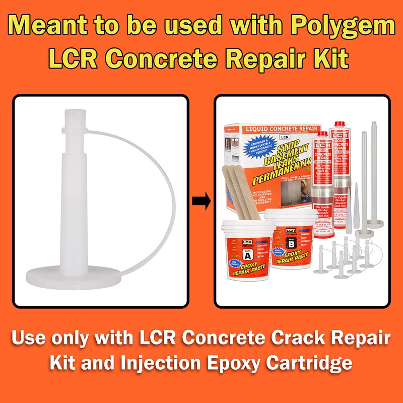 Polygem LCR Injection Ports for Concrete Repair, 7-Pack with Attached